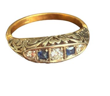 Ring - 18 karaat Zilver, Geel goud - 0.18ct. tw. Diamant, Handtassen en Accessoires, Ringen, Nieuw