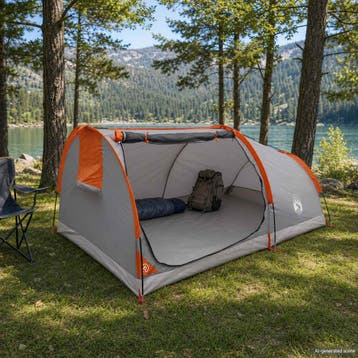 vidaXL Hiking Tent Waterdicht 2-persoons Grijs en Oranje, Caravanes & Camping, Tentes, Verzenden