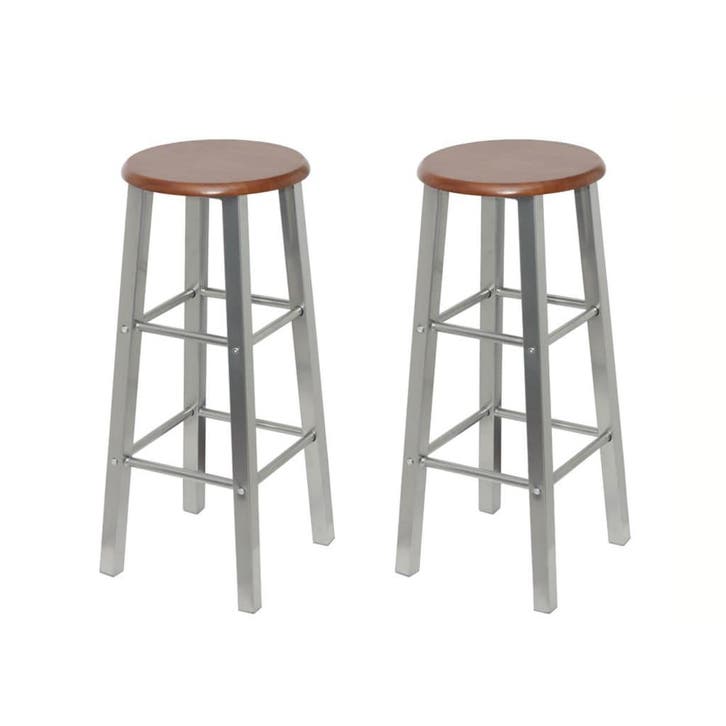 vidaXL Barkrukken 2 st metaal met MDF zitting, Maison & Meubles, Tabourets de bar, Envoi