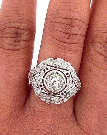 Bague - 18 carats Or blanc Diamant (Naturelle) - Diamant, Handtassen en Accessoires, Ringen, Nieuw