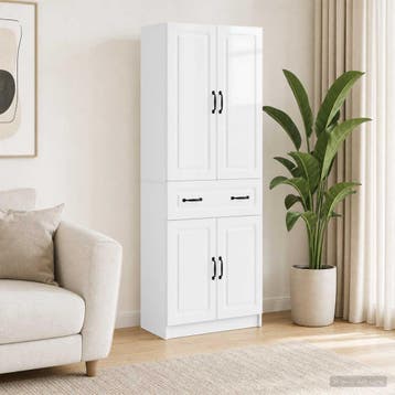 vidaXL Kast Set 2 st Hoogglans Wit Bewerkt hout, Verzenden, Nieuw