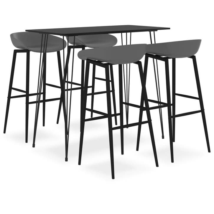vidaXL 5-delige Barset zwart en grijs, Huis en Inrichting, Complete eetkamers, Nieuw, Verzenden