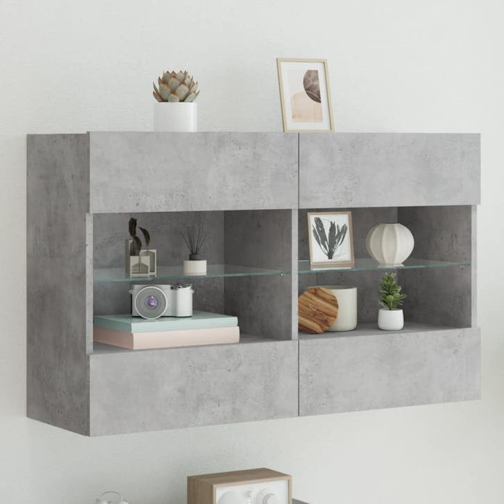 vidaXL Tv-wandmeubel met LED-verlichting 98,5x30x60,5 cm, Huis en Inrichting, Kasten |Televisiemeubels, Nieuw, Verzenden