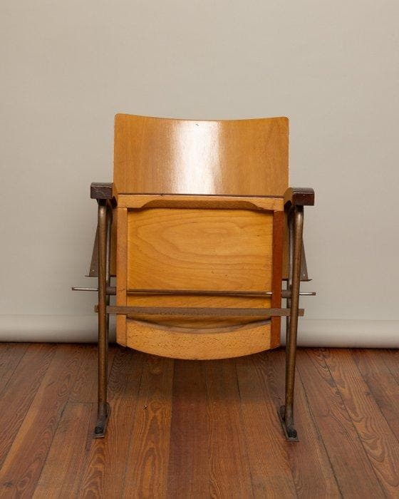 Chaise - Bois, Métal - Chaise de cinéma à cadre métallique, Antiquités & Art, Art | Objets design