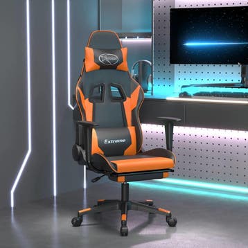 vidaXL Gamestoel met voetensteun kunstleer zwart en oranje, Huis en Inrichting, Stoelen, Verzenden, Nieuw