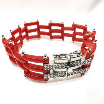 Bloedkoraal - Zilver - Armband - handgemaakt