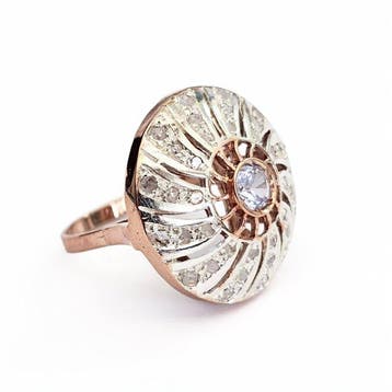 Zonder minimumprijs - Ring - 9 kt. Roségoud, Zilver Spinel -, Nieuw