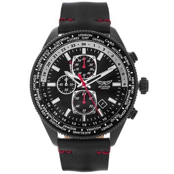 Aviator - 24 Timezones - Chronograph 1/10 - Pilot World Time, Handtassen en Accessoires, Horloges | Heren, Nieuw