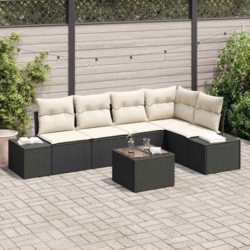 vidaXL Tuinbank Set met opslag Bruin en Crème poly rattan, Verzenden