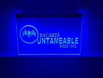Bacardi neon bord lamp LED cafe verlichting reclame lichtbak, Verzenden, Nieuw