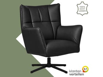 Leren draaifauteuil Lovely - Massif Nero (zwart), Ophalen of Verzenden