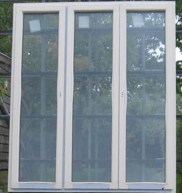 pvc terrasraam , raam , chassis 195 x 219 creme / eik gijs, Doe-het-zelf en Bouw, Raamkozijnen en Schuifdeuren, Kunststof, Deurkozijn