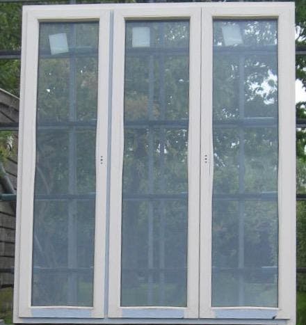 pvc terrasraam , raam , chassis 195 x 219 creme / eik gijs, Doe-het-zelf en Bouw, Raamkozijnen en Schuifdeuren, Inclusief glas
