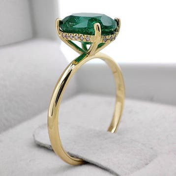 Ring - 14 karaat Geel goud, Zambia - 3.16ct. tw. Smaragd -, Nieuw