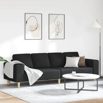 vidaXL Woonkamerbank Zwart 250 x 77 x 76 cm Polyester, Verzenden, Nieuw