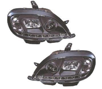 PHARES POUR CITROEN SAXO 99-04 FEUX DIURNES FOND NOIR, Verzenden