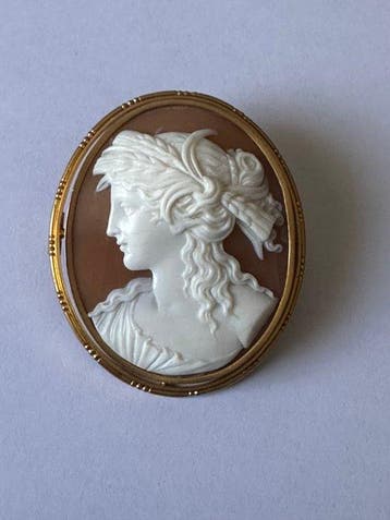 Broche - 8 karaat Geel goud - Kamea schelp – goud 33