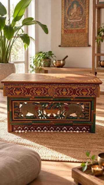 Altaartafel - Hout - Nepal - Meditatietafel