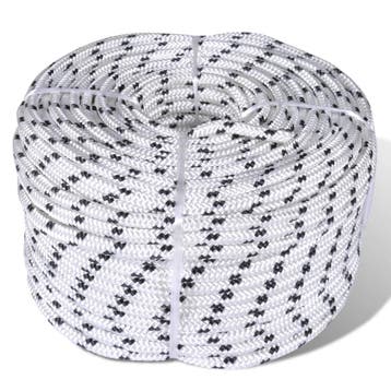 vidaXL Boottouw gevlochten 6 mm 250 m polyester wit, Verzenden, Nieuw