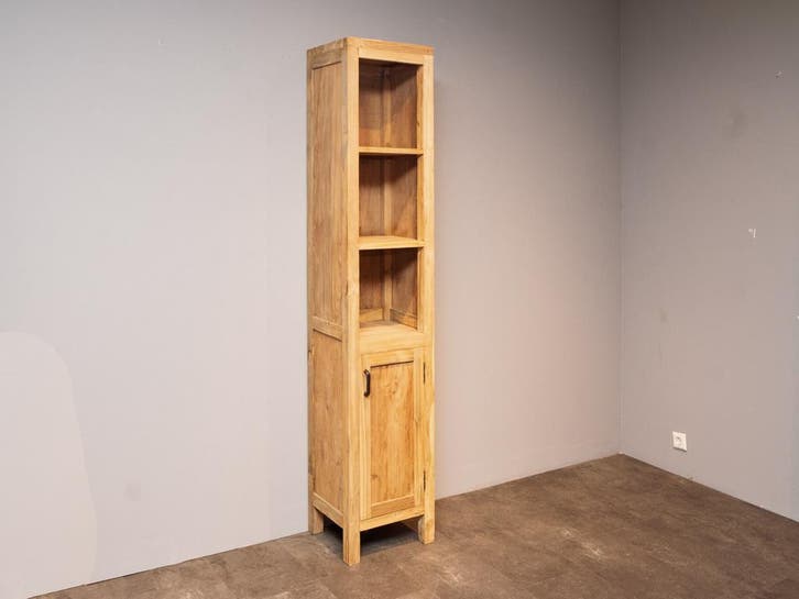 Badkamerkast teak 40x35x200cm - Naturel, Huis en Inrichting, Badkamer | Badkamermeubels, 25 tot 50 cm, Nieuw, (Half)hoge kast
