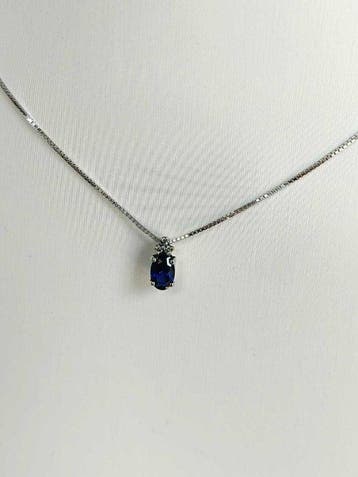 Zonder minimumprijs - Ketting met hanger Zilver Saffier -