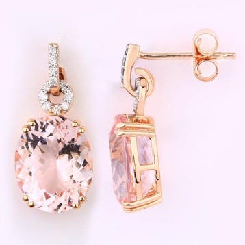 Oorbellen - 14 karaat Roségoud - 7.70ct. tw. Morganiet -, Nieuw