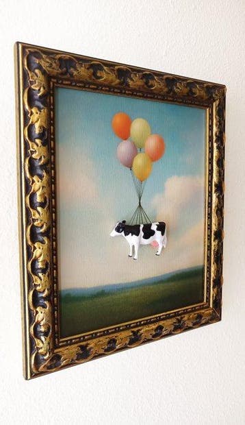 DKT Nando - Cow Heaven - Original Framed 3D Object, Antiquités & Art, Art | Peinture | Moderne