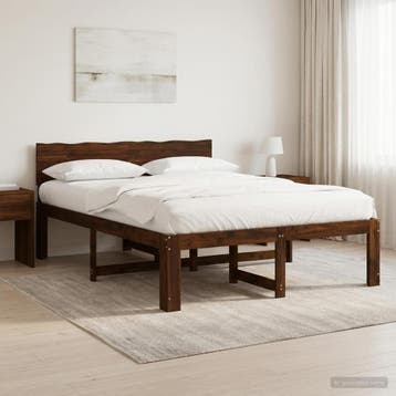 vidaXL Tweepersoonsbed met hoofdbord ROSTOCK Donkerbruin 120, Huis en Inrichting, Verzenden, Nieuw
