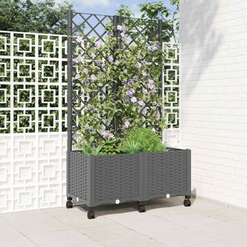 vidaXL Tuinsteker met schutting en wielen Lichtgrijs 80 x 40, Tuin en Terras, Verzenden, Nieuw