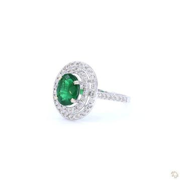 Ring - 14 karaat Witgoud - 1.91ct. tw. Smaragd - Diamant, Nieuw