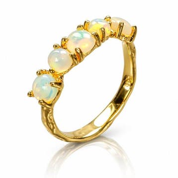 925 zilver verguld met opaal - Ring