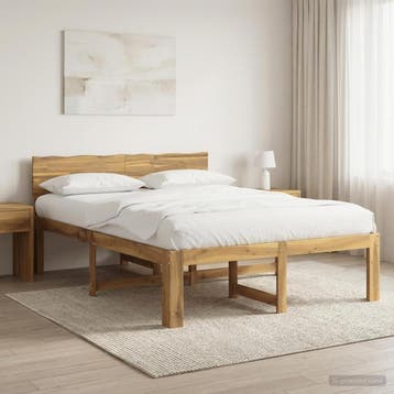 vidaXL Tweepersoonsbed met hoofdbord ROSTOCK Witgewassen 135, Huis en Inrichting, Verzenden, Nieuw
