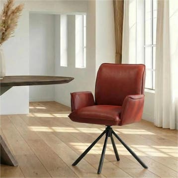 Leren draaibare eetkamerstoel Elite - Granada Rouge (rood), Huis en Inrichting, Stoelen, Nieuw, Leer, Rood, Bohemian, Eigentijds, Industrieel, Modern, Retro, Scandinavisch, Vintage