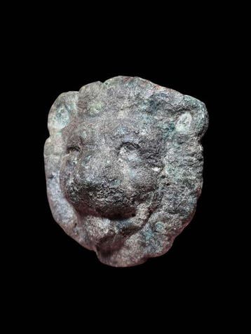 Romain antique Bronze Éblouissant et rare ornement de lion