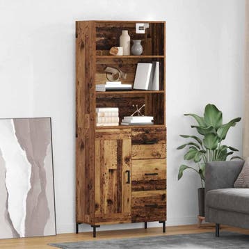 vidaXL Highboard Oudhout 69,5 x 34 x 180 cm Bewerkt hout, Huis en Inrichting, Verzenden, Nieuw