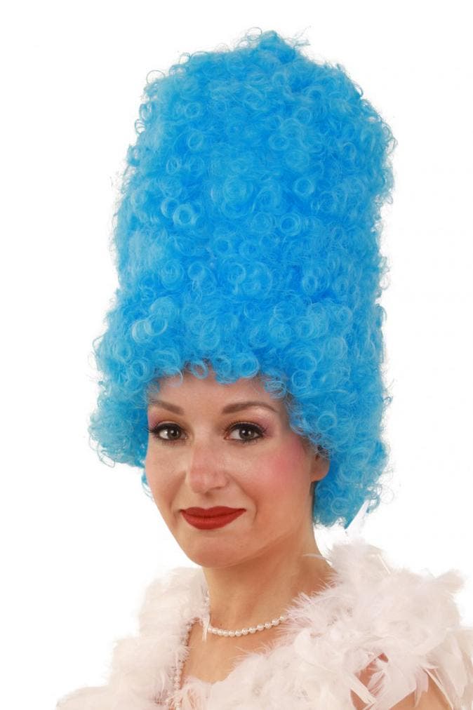 Luxe Hoge Pruik Marge Simpson Blauw met Gratis 2x Haarnetje, Kleding | Dames, Carnavalskleding en Feestkleding, Nieuw, Ophalen of Verzenden