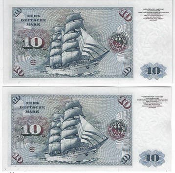 Duitsland, Bondsrepubliek. - 2 x 10 Mark 1980 - Pick 19, Timbres & Monnaies