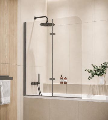 Badwand Austin 120 x 140 cm Grijs Badscherm Draaibaar 5 mm, Verzenden, Nieuw