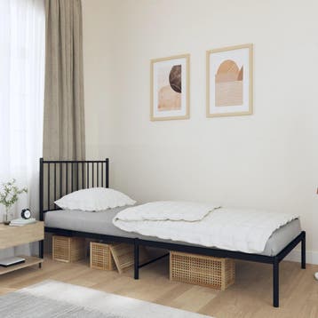 vidaXL Bedframe met hoofdbord metaal zwart 90x200 cm, Verzenden