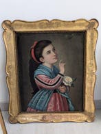 École italienne (XIX) - Fanciulla con rosa e farfalla