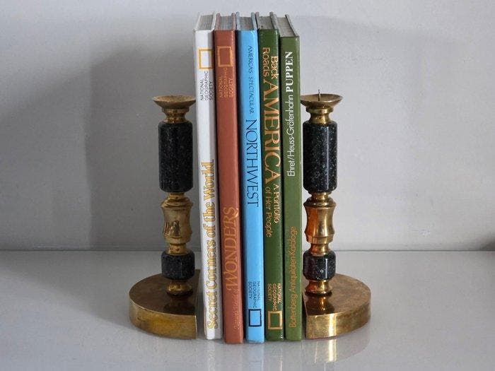 Paacowy Detal - wieczniki 2w1 - Porfyr i Mosidz - Vintage, Antiek en Kunst, Curiosa en Brocante