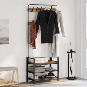 vidaXL Kapstok met plank Oud hout 75 x 34 x 184 cm Bewerkt, Verzenden, Nieuw