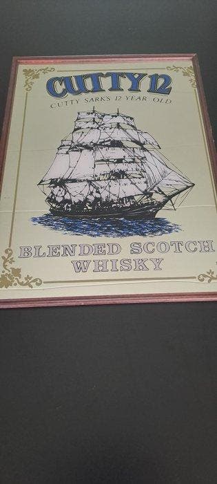 Reclamespiegel. - Cutty 12 Blended Scotch Whisky/ Stewart,s, Antiek en Kunst, Antiek | Wandborden en Tegels