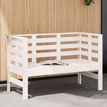 vidaXL Tuinbankje 111,5x53x71 cm massief grenenhout wit, Tuin en Terras, Verzenden, Nieuw