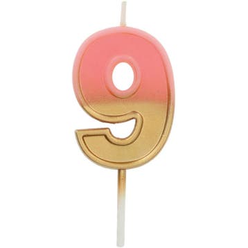 Roze Kaars 9 Jaar Retro, Verzenden, Nieuw