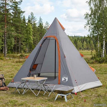vidaXL 3-persoons Grijs en Oranje 185T Polyester met PU, Verzenden, Nieuw