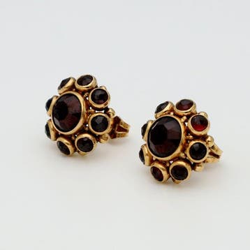 Boucles doreilles - 14 carats Or jaune - grenade