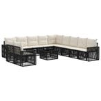 vidaXL Tuinbank Set 12 pcs Zwart en Crème Wit poly rattan, Verzenden