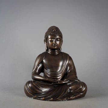 Dhyana Mudra boeddha - sculptuur - Gepatineerd brons - Japan, Antiek en Kunst