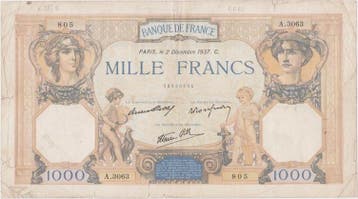 France Frankreich Fay 38/05 1 000 Francs Ceres en Merkur..., Verzenden, België